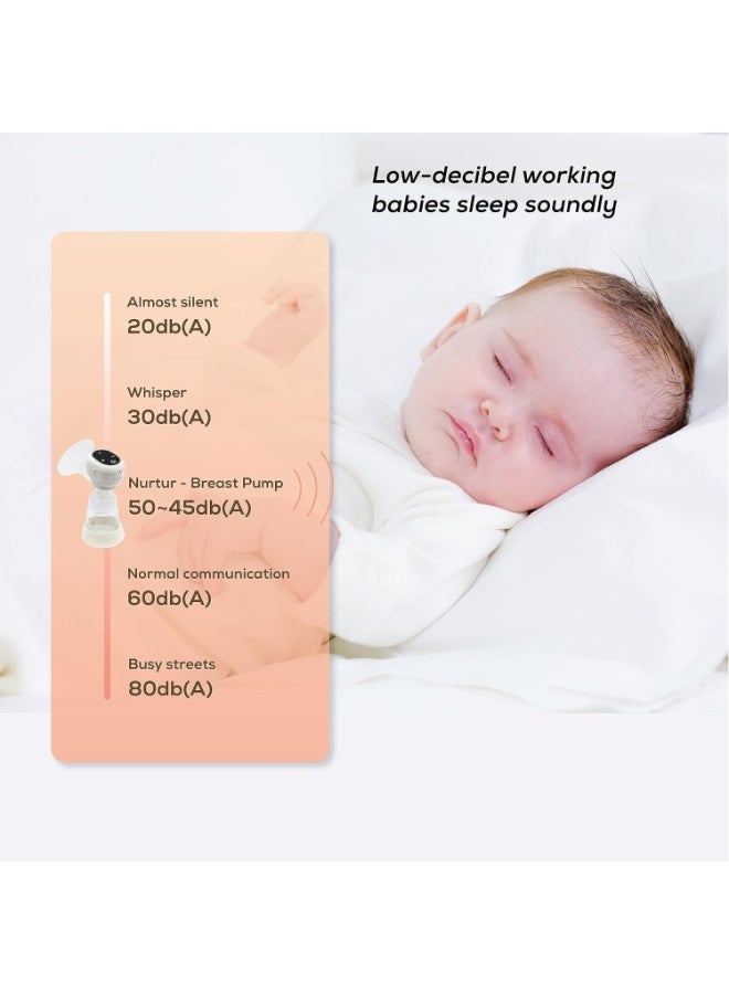 نورتر مضخة ثدي كهربائية لاسلكية قابلة للارتداء - شفاط حليب محمول وخفيف الوزن مع شاشة LCD - 3 أنظمة و9 مستويات شفط بدون ألم - سعة 180 مل (لون أبيض) - Image 4